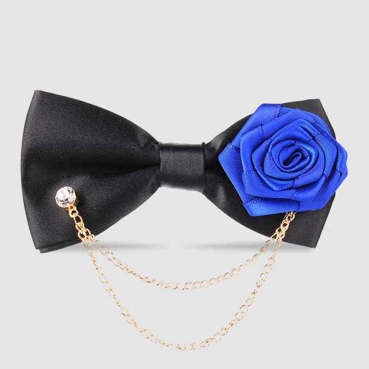 Pajarita elegante con decoración de cadena dorada rosa para hombre