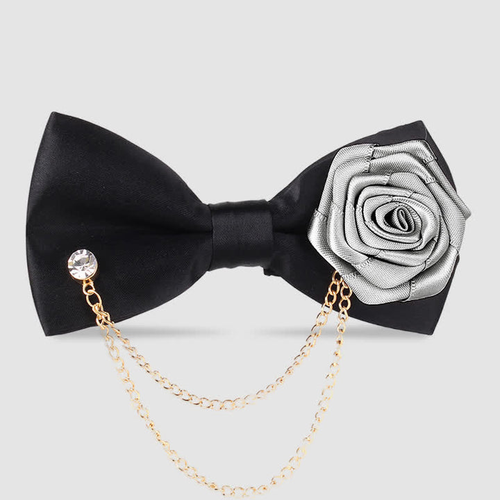 Pajarita elegante con decoración de cadena dorada rosa para hombre