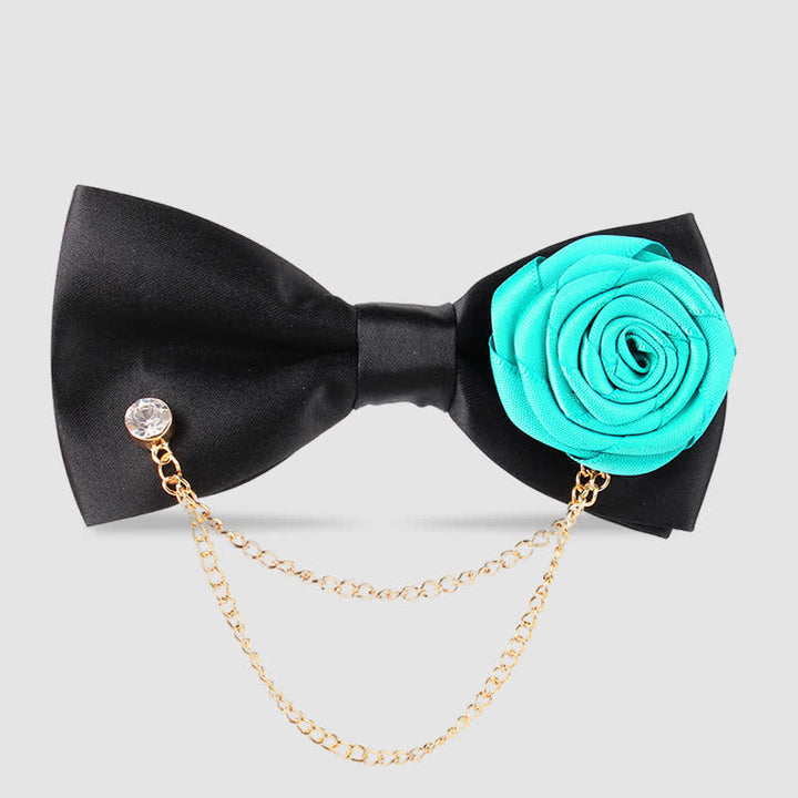 Pajarita elegante con decoración de cadena dorada rosa para hombre