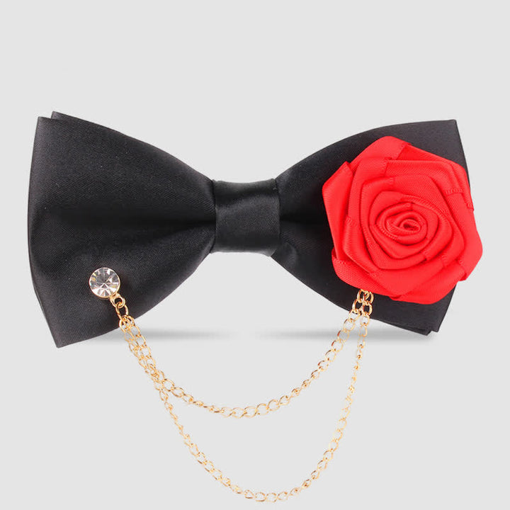 Pajarita elegante con decoración de cadena dorada rosa para hombre