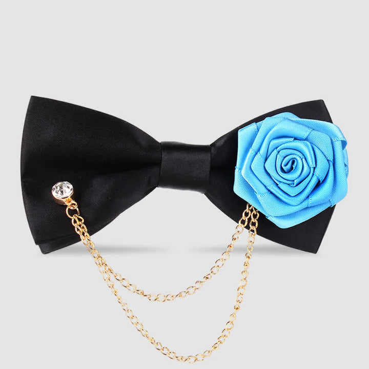 Pajarita elegante con decoración de cadena dorada rosa para hombre