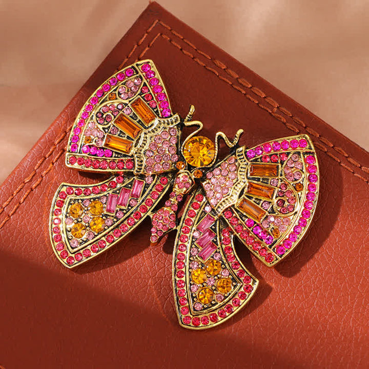 Broche de mariposa con cristales de imitación para mujer