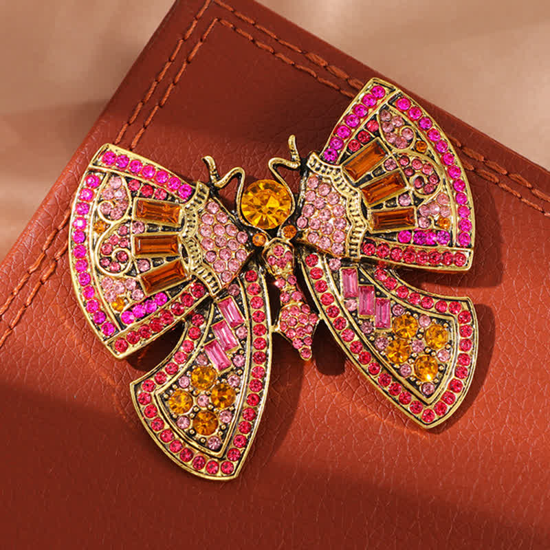 Broche de mariposa con cristales de imitación para mujer