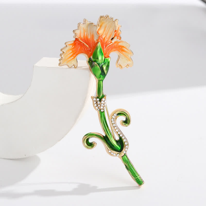 Precioso broche de clavel esmaltado para mujer