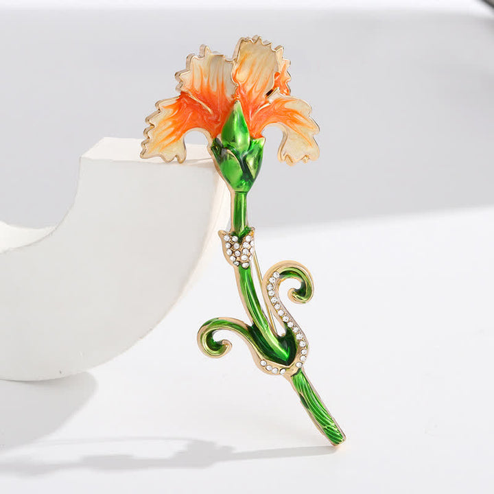 Precioso broche de clavel esmaltado para mujer