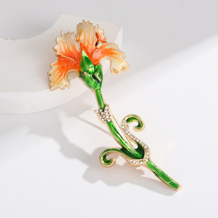 Precioso broche de clavel esmaltado para mujer