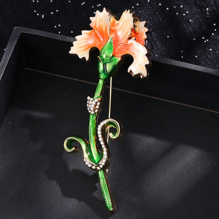 Precioso broche de clavel esmaltado para mujer