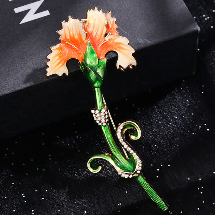 Precioso broche de clavel esmaltado para mujer