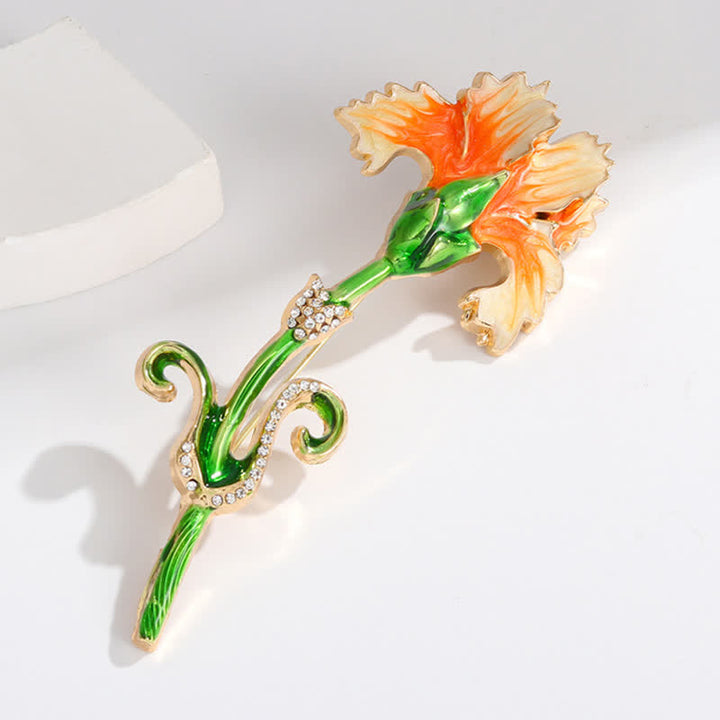 Precioso broche de clavel esmaltado para mujer