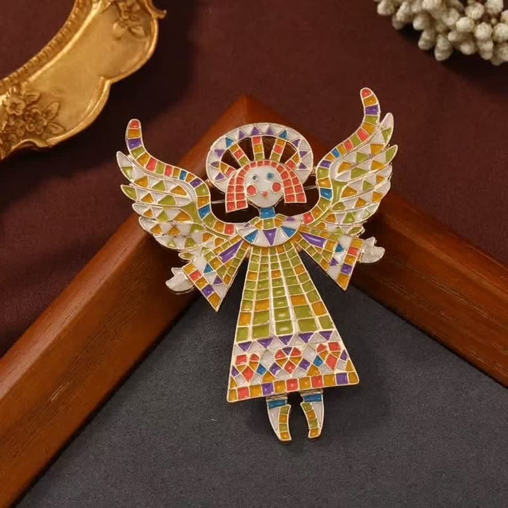 Broche de ángel esmaltado colorido y bonito para mujer