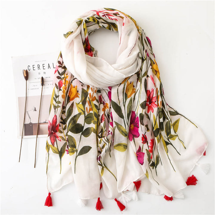 Bufanda fina y ligera con estampado floral para mujer