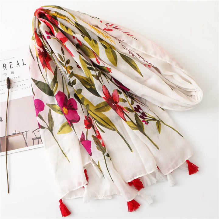 Bufanda fina y ligera con estampado floral para mujer