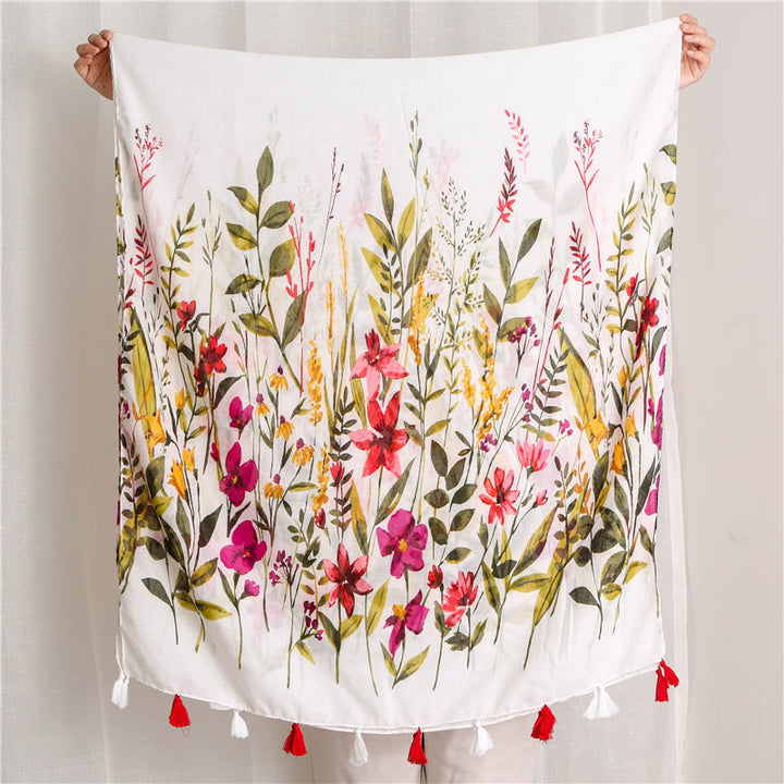 Bufanda fina y ligera con estampado floral para mujer