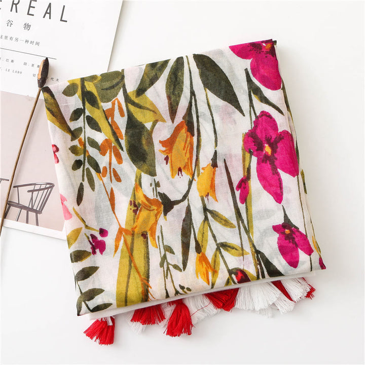 Bufanda fina y ligera con estampado floral para mujer