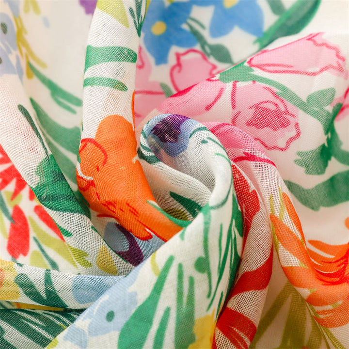 Bufanda fina y ligera con estampado floral colorido para mujer