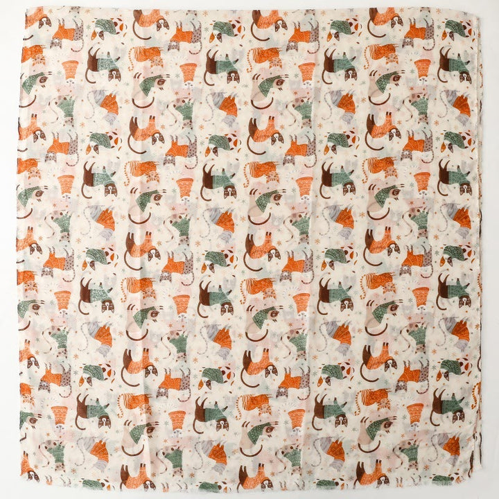 Bufanda fina y ligera con estampado de gatitos para mujer