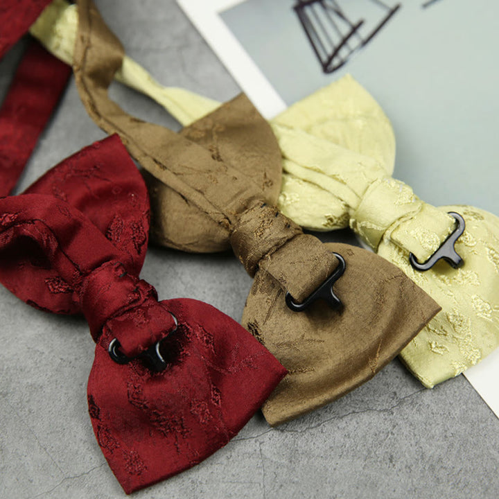 Pajarita de jacquard de doble capa con tiras ajustables preatadas