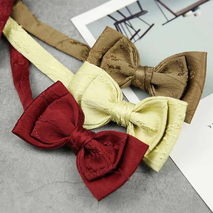 Pajarita de jacquard de doble capa con tiras ajustables preatadas