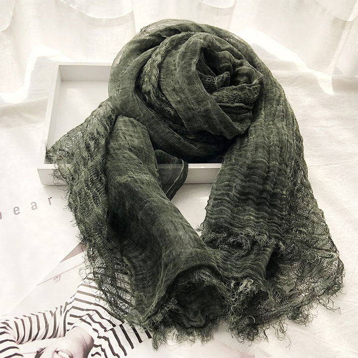 Bufanda fina estilo chal ligero de color sólido retro para mujer