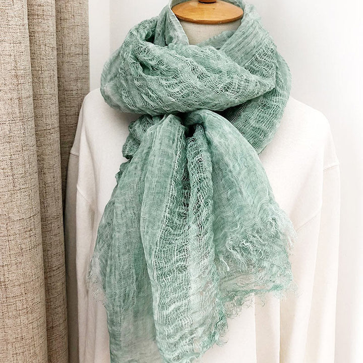 Bufanda fina estilo chal ligero de color sólido retro para mujer