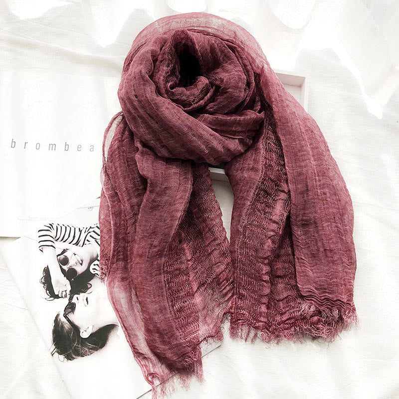 Bufanda fina estilo chal ligero de color sólido retro para mujer