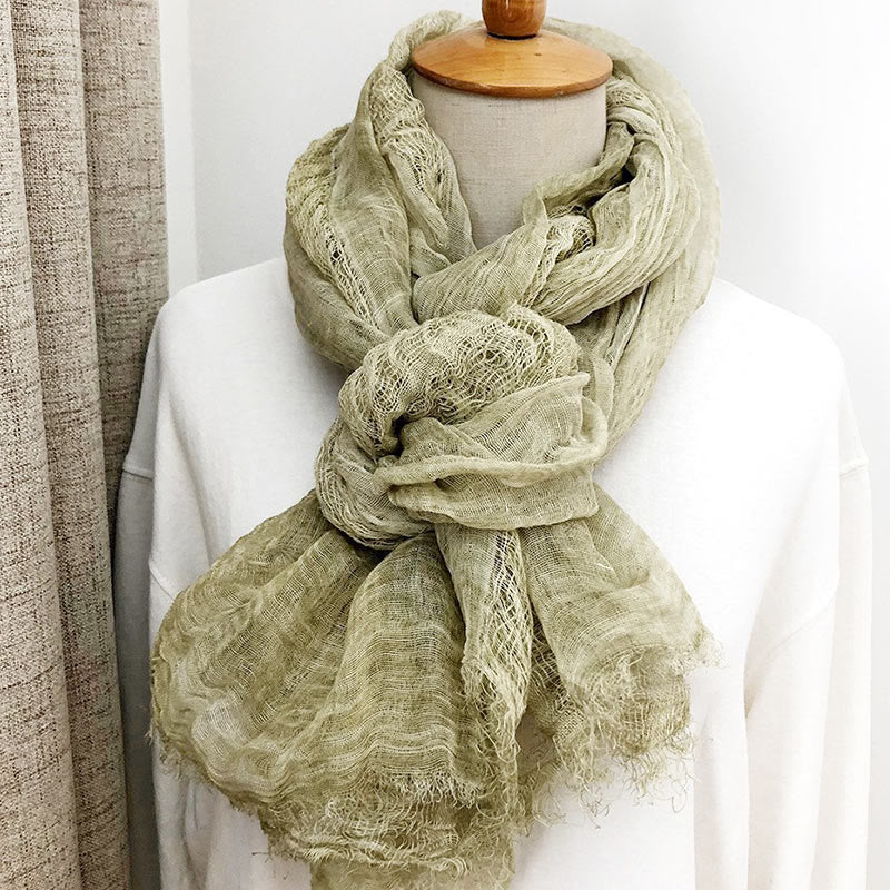 Bufanda fina estilo chal ligero de color sólido retro para mujer