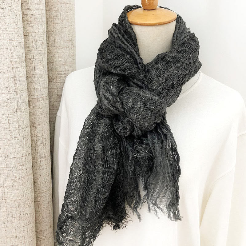 Bufanda fina estilo chal ligero de color sólido retro para mujer