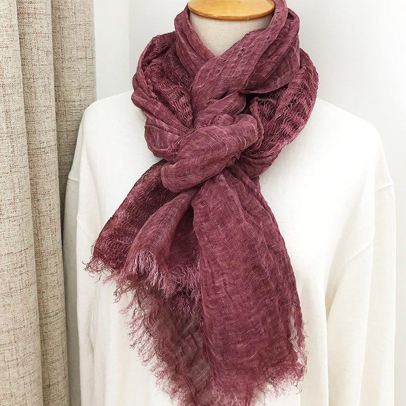 Bufanda fina estilo chal ligero de color sólido retro para mujer
