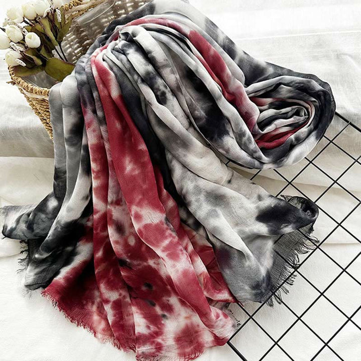 Bufanda fina y ligera con estampado artístico tie-dye para mujer