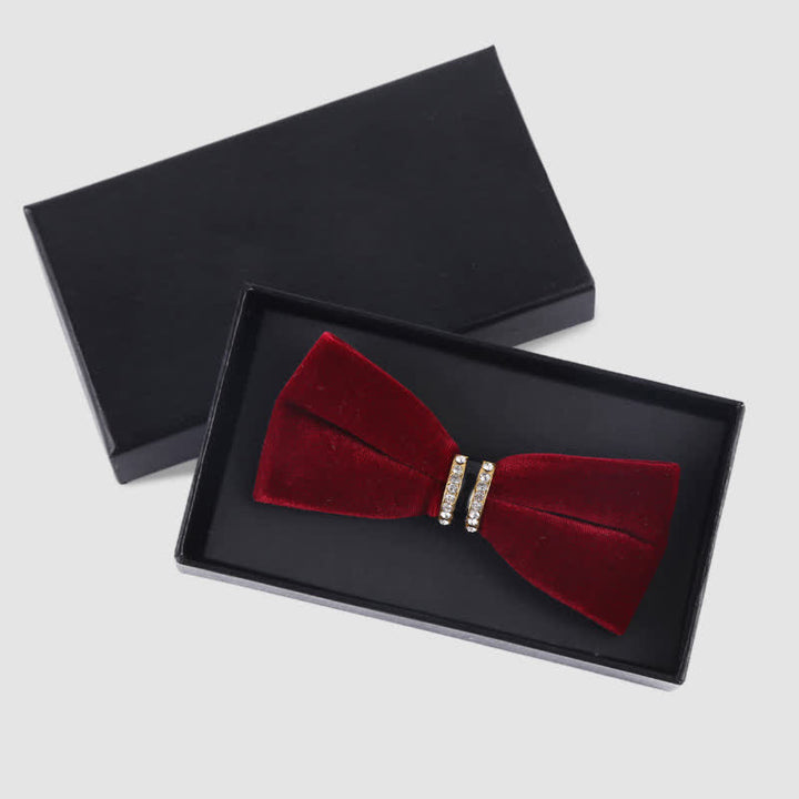 Pajarita lisa de terciopelo de cristal de lujo para hombre