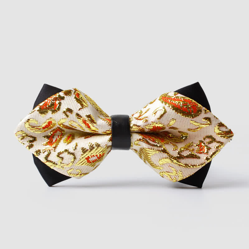 Pajarita con estampado de cachemira en tono dorado para hombre