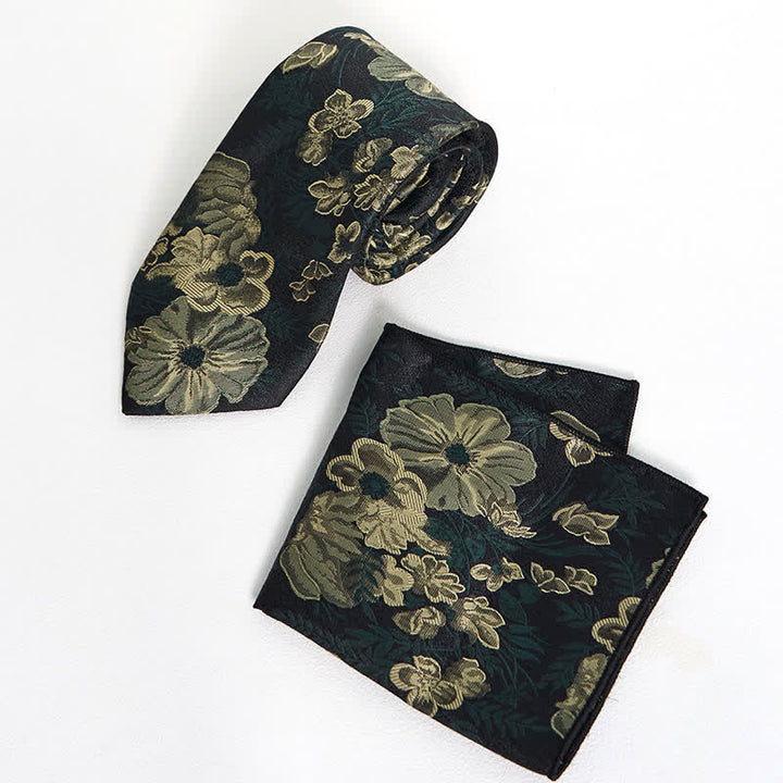 Pañuelo de bolsillo con estampado floral verde bosque de pino para hombre - Corbata + Pañuelo de bolsillo - image 5