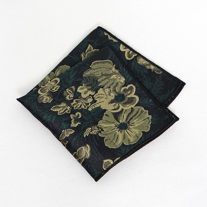 Pañuelo de bolsillo con estampado floral verde bosque de pino para hombre