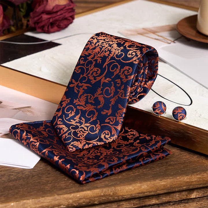 Conjunto de 3 corbatas para hombre en tonos naranja y azul marino