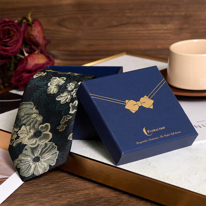 Pañuelo de bolsillo con estampado floral verde bosque de pino para hombre