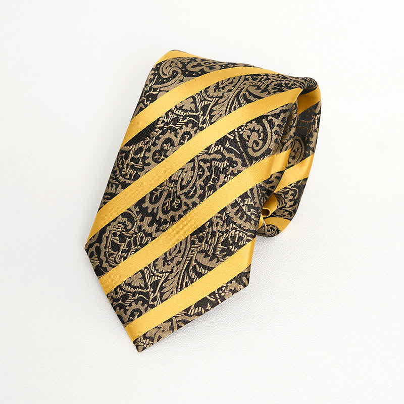 Conjunto de 3 corbatas de cachemira con rayas amarillas para hombre