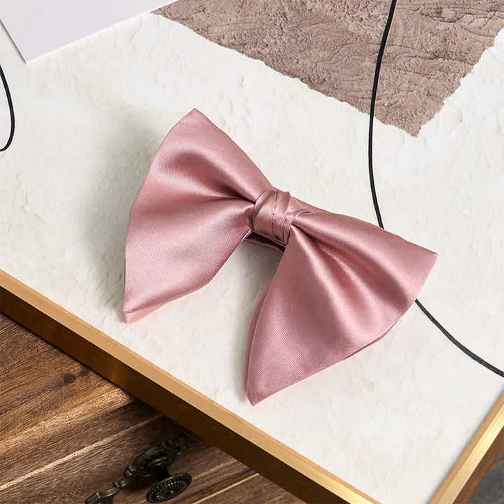 Pañuelo de bolsillo extragrande con lazo puntiagudo de color liso estilo británico para hombre