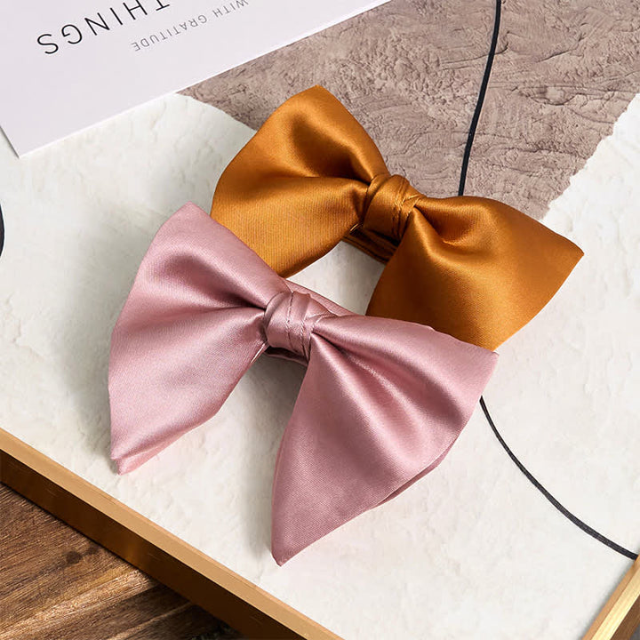 Pañuelo de bolsillo extragrande con lazo puntiagudo de color liso estilo británico para hombre