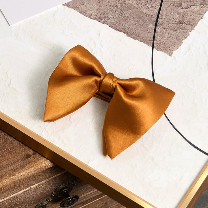 Pañuelo de bolsillo extragrande con lazo puntiagudo de color liso estilo británico para hombre