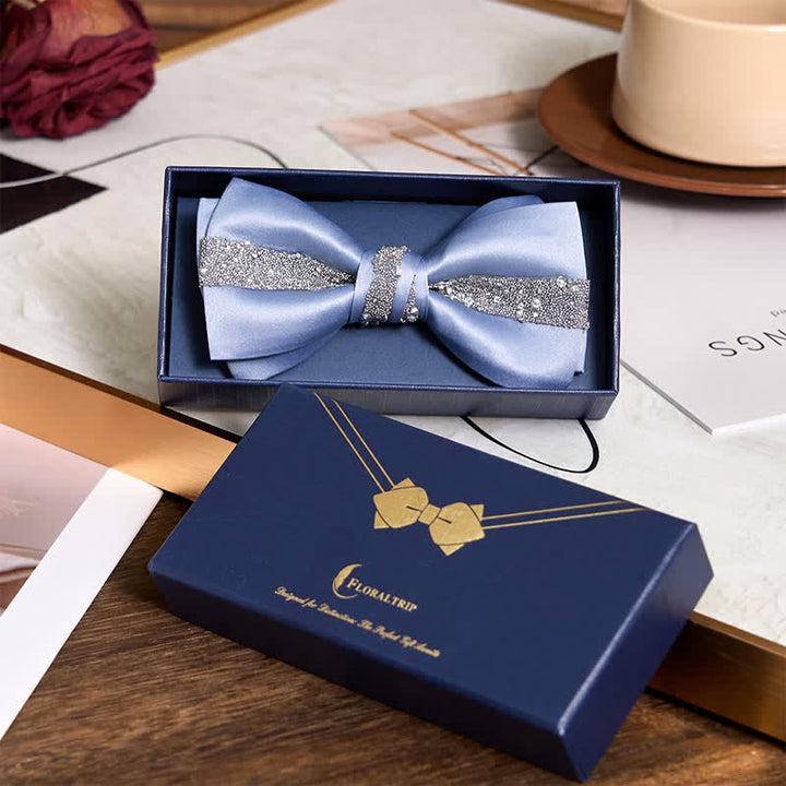 Pañuelo de bolsillo con pajarita brillante para hombre