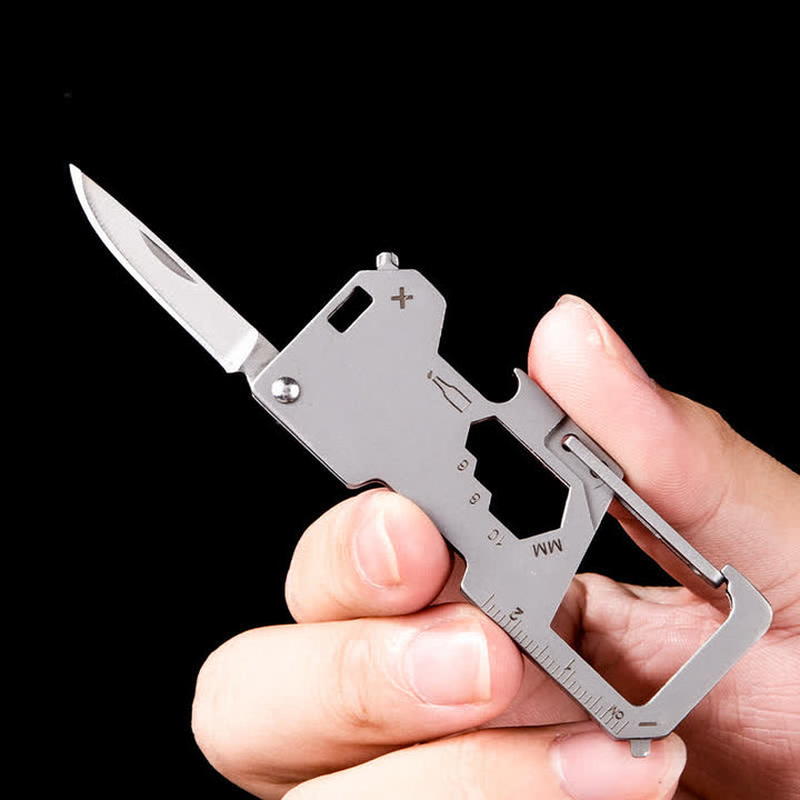 Minicuchillo plegable EDC 6 en 1 para exteriores, herramienta portátil, llavero