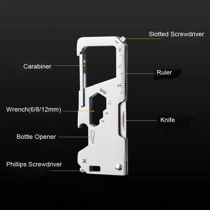 Minicuchillo plegable EDC 6 en 1 para exteriores, herramienta portátil, llavero