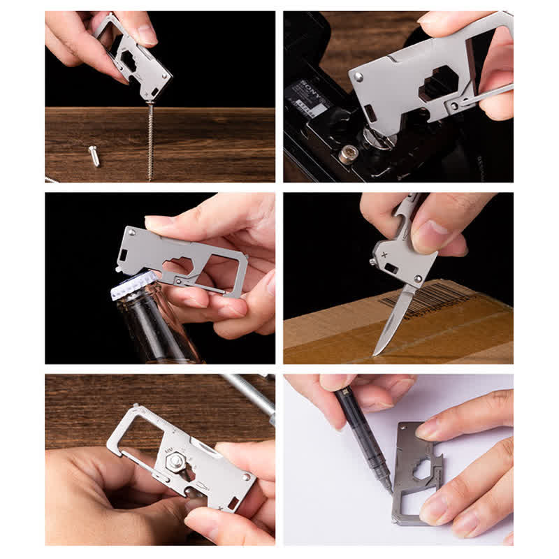 Minicuchillo plegable EDC 6 en 1 para exteriores, herramienta portátil, llavero