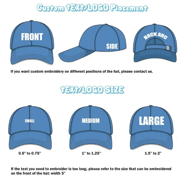 Gorra de béisbol ajustable con impresión de texto personalizado