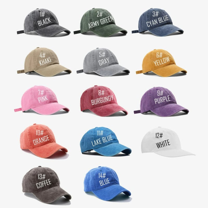Gorra de béisbol ajustable con impresión de texto personalizado