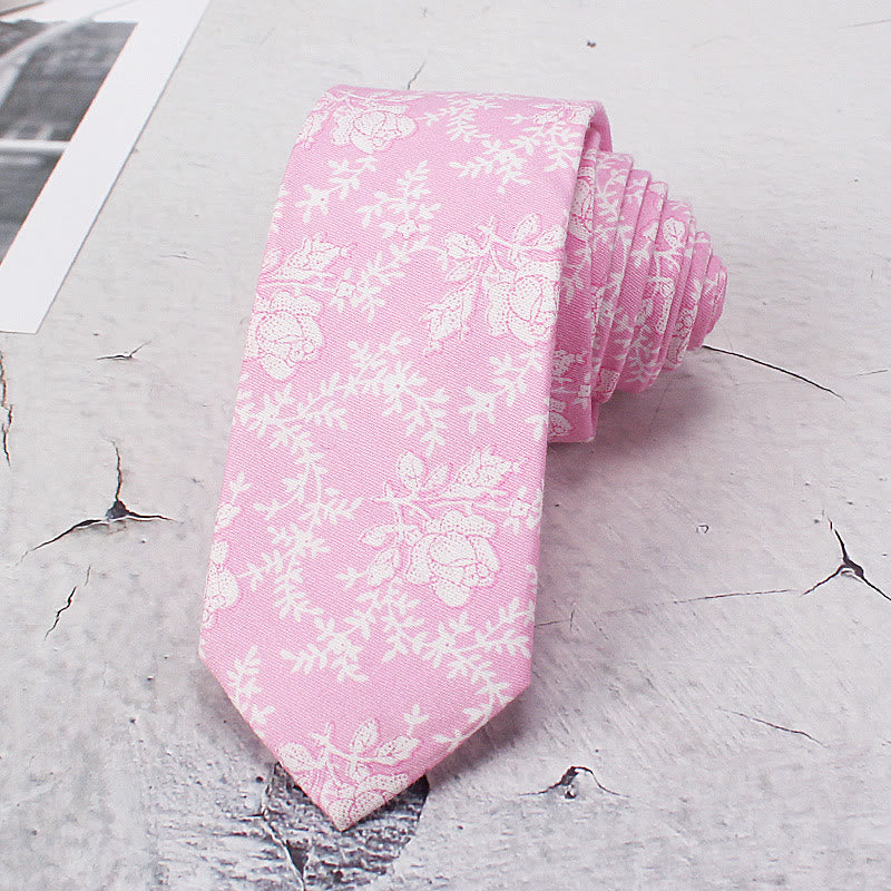 Corbata de poliéster con estampado floral de primavera para hombre - Rosa - image 2