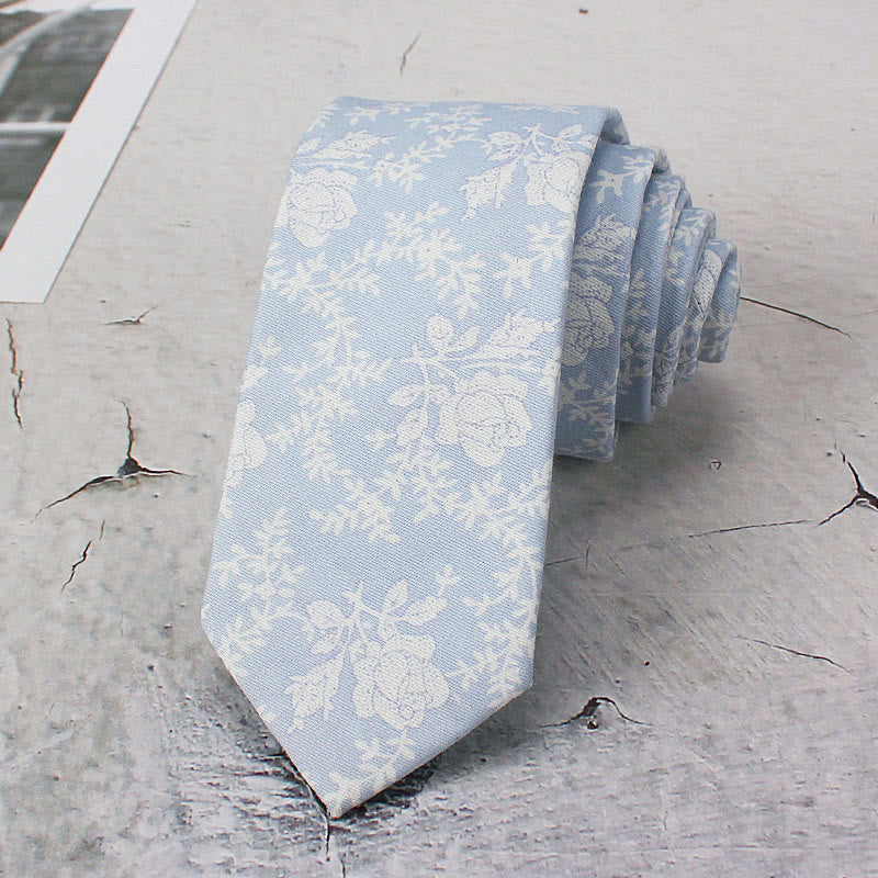 Corbata de poliéster con estampado floral de primavera para hombre - Azul - image 1