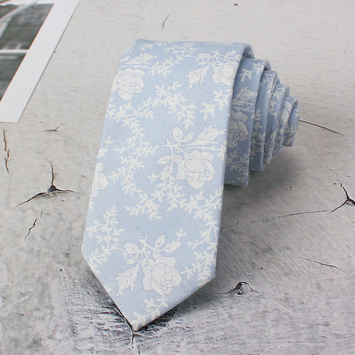 Corbata de poliéster con estampado floral de primavera para hombre - Azul - image 1