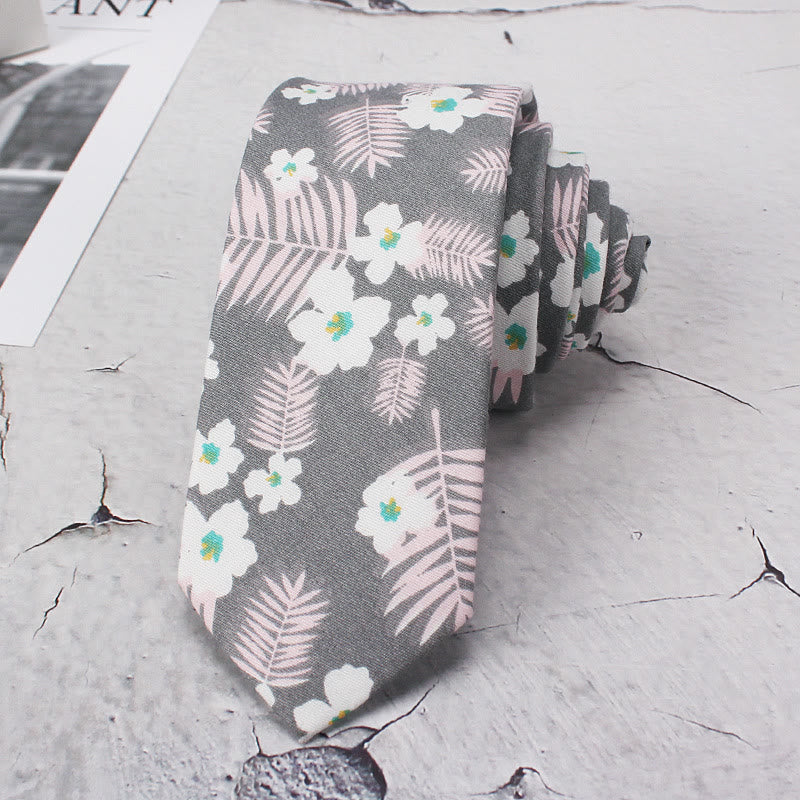 Corbata de poliéster con flores florecientes de primavera para hombre