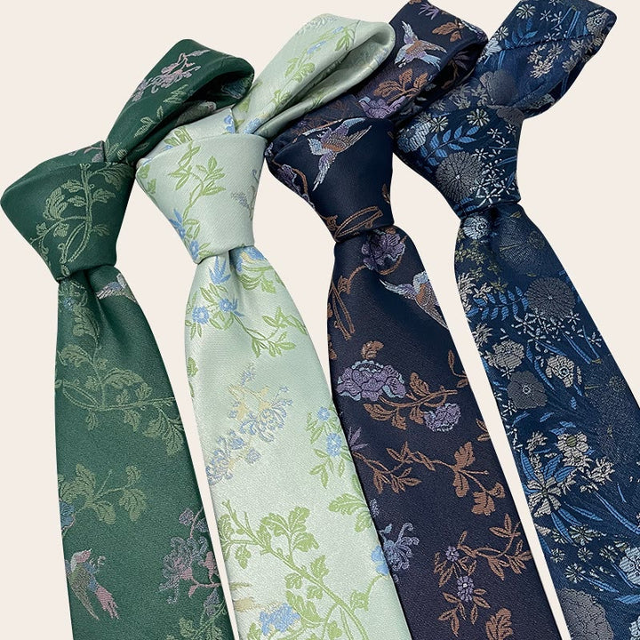 Corbata de poliéster con estampado floral para hombre estilo festivo
